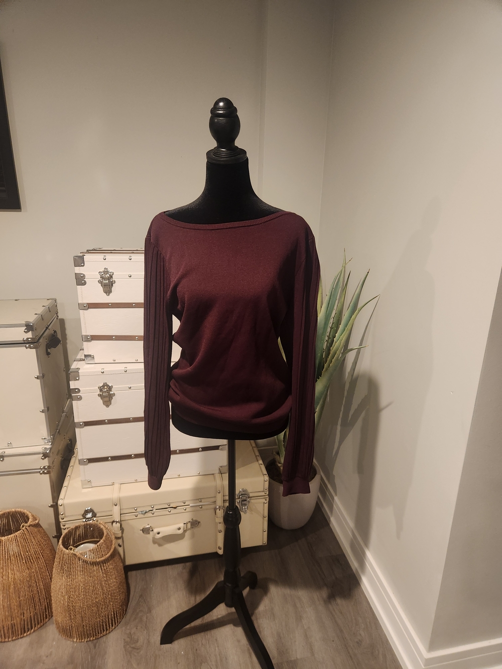 Boat Neck Long Sleeve Sweater